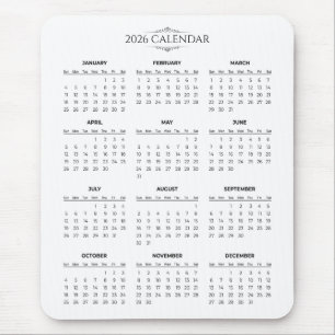 De Ratón Calendario 2026 Simple pero Elegante Alfombrilla