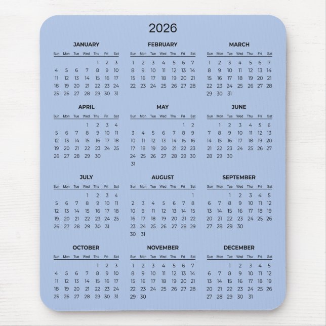 De Ratón Calendario 2026 Simple pero Elegante | Alfombrilla (Frente)