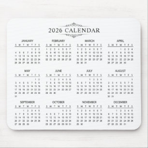 De Ratón Calendario 2026 Simple pero Elegante   Alfombrilla