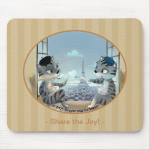 De Ratón Gatos & Torre Eiffel – Paris Alegría Alfombrilla d