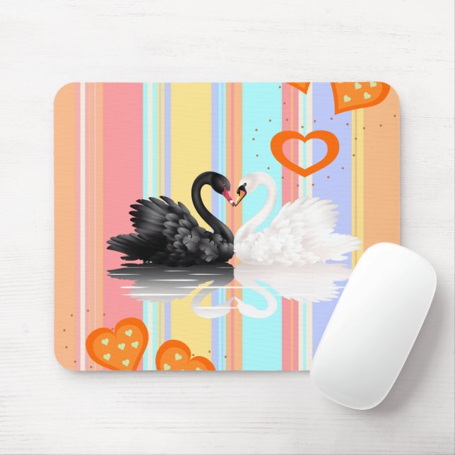 De Ratón Swan Naranja Hearts Stripe Mouse Pad! Alfombrilla  (Con ratón)