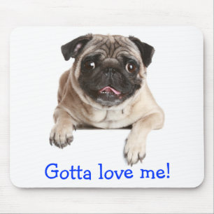 De Ratón Tengo que amar a Pug Puppy Perro Cute Alfombrilla