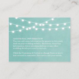 De Recepción Aqua String Lights Boda Insertar tarjeta