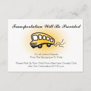 De Recepción Bar Bat Mitzvah Transportación Tarjeta Mini Bus
