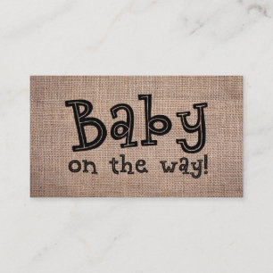 De Recepción ¡Bebé por el camino! Tarjeta Rustic Burlap Gift