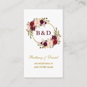 De Recepción Boda Burgundy Wreath Inscripción Tarjeta B