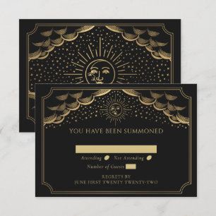 De Recepción Boda con tarjeta Gold Sun y Moon Tarot RSVP