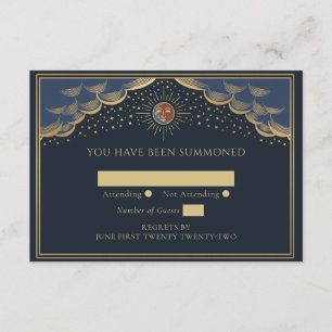 De Recepción Boda con tarjeta Gold Sun y Moon Tarot RSVP