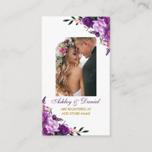 De Recepción Boda Floral Purple Photo Registry Insertar tarjeta