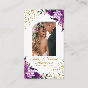 De Recepción Boda Floral Purple Photo Registry Insertar tarjeta