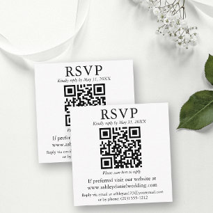 De Recepción Boda Minimalista Simple Tarjeta RSVP QR Cuadrado
