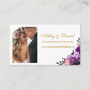 De Recepción Boda Purple Floral Photo Website Insertar tarjeta 