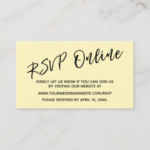 De Recepción Boda RSVP Online Tarjeta Amarilla Simple Ligera
