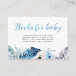 De Recepción Boho feather blue Books para la tarjeta Baby Showe