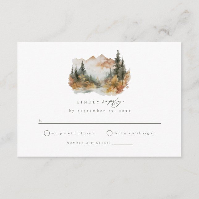 De Recepción Boho Mountain Wedding RSVP Insertar tarjeta (Anverso)
