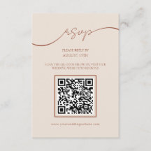 Boho Terracotta Script QR Código Boda Tarjeta RSVP