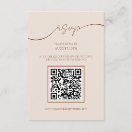 De Recepción Boho Terracotta Script QR Código Boda Tarjeta RSVP