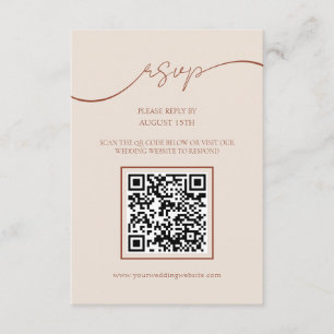 De Recepción Boho Terracotta Script QR Código Boda Tarjeta RSVP