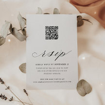 Caligrafía Código QR Boda floral Tarjeta RSVP