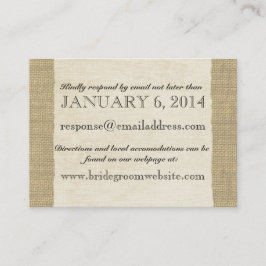 De Recepción Cara vintage y Burlap Aspecto Insertar tarjeta