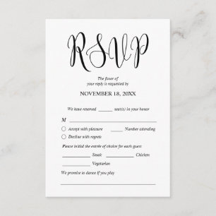 De Recepción Cena Boda moderna invita a tarjeta adjunta RSVP