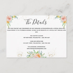 De Recepción Detalles del boda floral insertar tarjeta dorado r