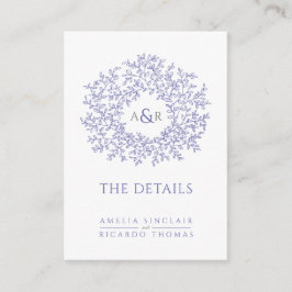 De Recepción detalles del boda tarjeta envolvente azul monogram