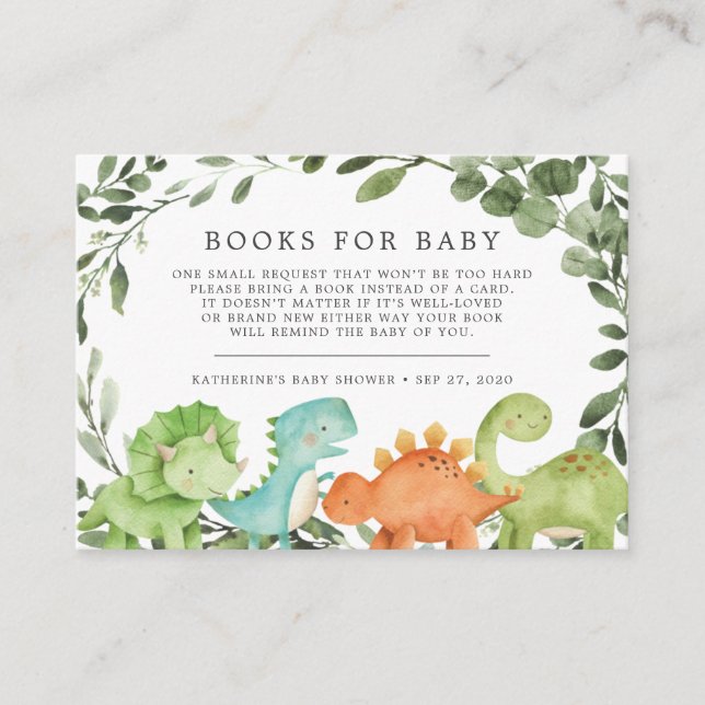 De Recepción Dinosaurios Libros Para Tarjeta Baby Shower Para B (Anverso)