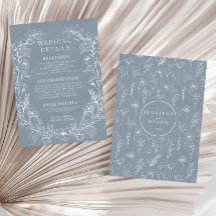 Duste azul floral whreath boda detalles Tarjeta