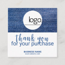 EDITABLE DENIM BLUE LOGO BUSINESS GRACIAS TARJETA