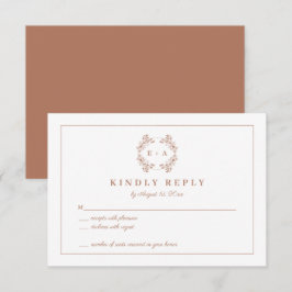 De Recepción Elegante Monograma Terracota Boda Tarjeta RSVP