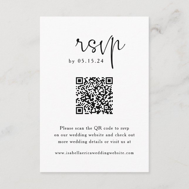 De Recepción Elegante Script QR Código Boda RSVP Tarjeta (Anverso)