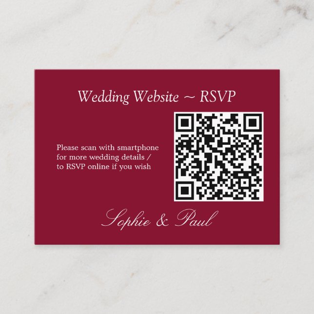 De Recepción Elegante tarjeta RSVP del sitio web del código QR  (Anverso)