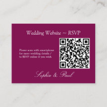 Elegante tarjeta RSVP del sitio web del código QR 