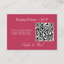 Elegante tarjeta RSVP del sitio web del código QR 
