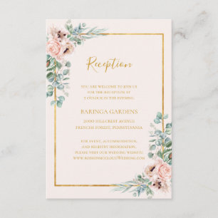 De Recepción Elegante tarjeta Rubor Floral Pastel Wedding
