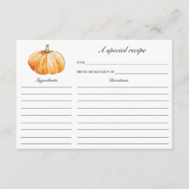 De Recepción Fall in Love Pumpkin Bridal Shower Recipe tarjeta