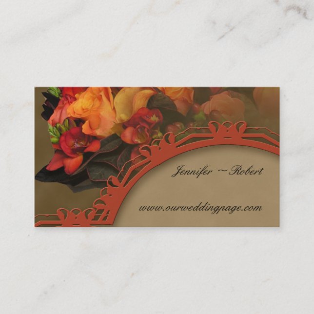 De Recepción Fall Rose Bouquet Boda Tarjeta web (Anverso)