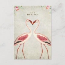 flamingo floral boda información detallada tarjeta