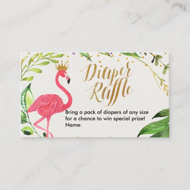 De Recepción Flamingo - Tarjeta Raffle Diaper (Anverso)