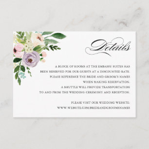 De Recepción Floral Elegant Wedding Details Insertar Tarjeta