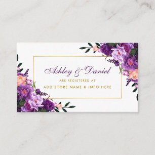 De Recepción Floral Purple Gold Boda Insértese tarjeta