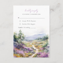 Flores violetas románticas bosque Boda Tarjeta RSV