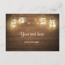 Insertar tarjeta Rustic Wood Jars Lights Elegant S