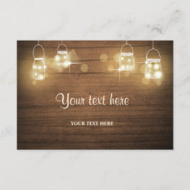 De Recepción Insertar tarjeta Rustic Wood Jars Lights Elegant S