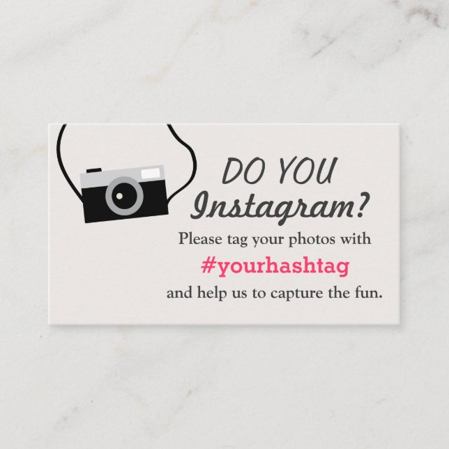 De Recepción Instagram Fotos Hashtag Boda Insertar tarjeta (Anverso)