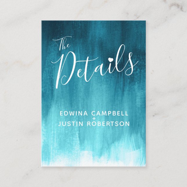 De Recepción La boda detalla la tarjeta verde azulada del (Anverso)