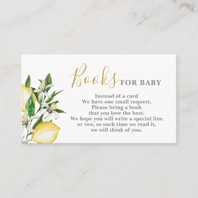 De Recepción Lemons Floral Books para la tarjeta del bebé (Anverso)