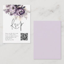 Lilac Purple Florals Código QR Boda Tarjeta RSVP