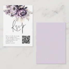 De Recepción Lilac Purple Florals Código QR Boda Tarjeta RSVP